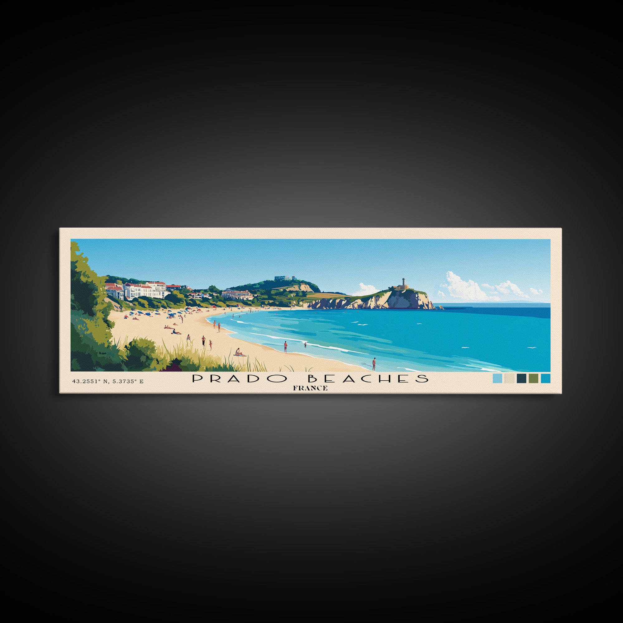 Prado Beaches, France Panoramic Print, Vacation Gift, France Wall Art, Vacation Wall Art, Vacatation Memories, Beach Decor, Beach Or Lakehouse Art