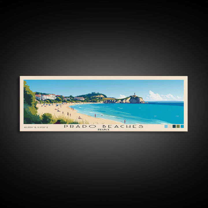 Prado Beaches, France Panoramic Print, Vacation Gift, France Wall Art, Vacation Wall Art, Vacatation Memories, Beach Decor, Beach Or Lakehouse Art