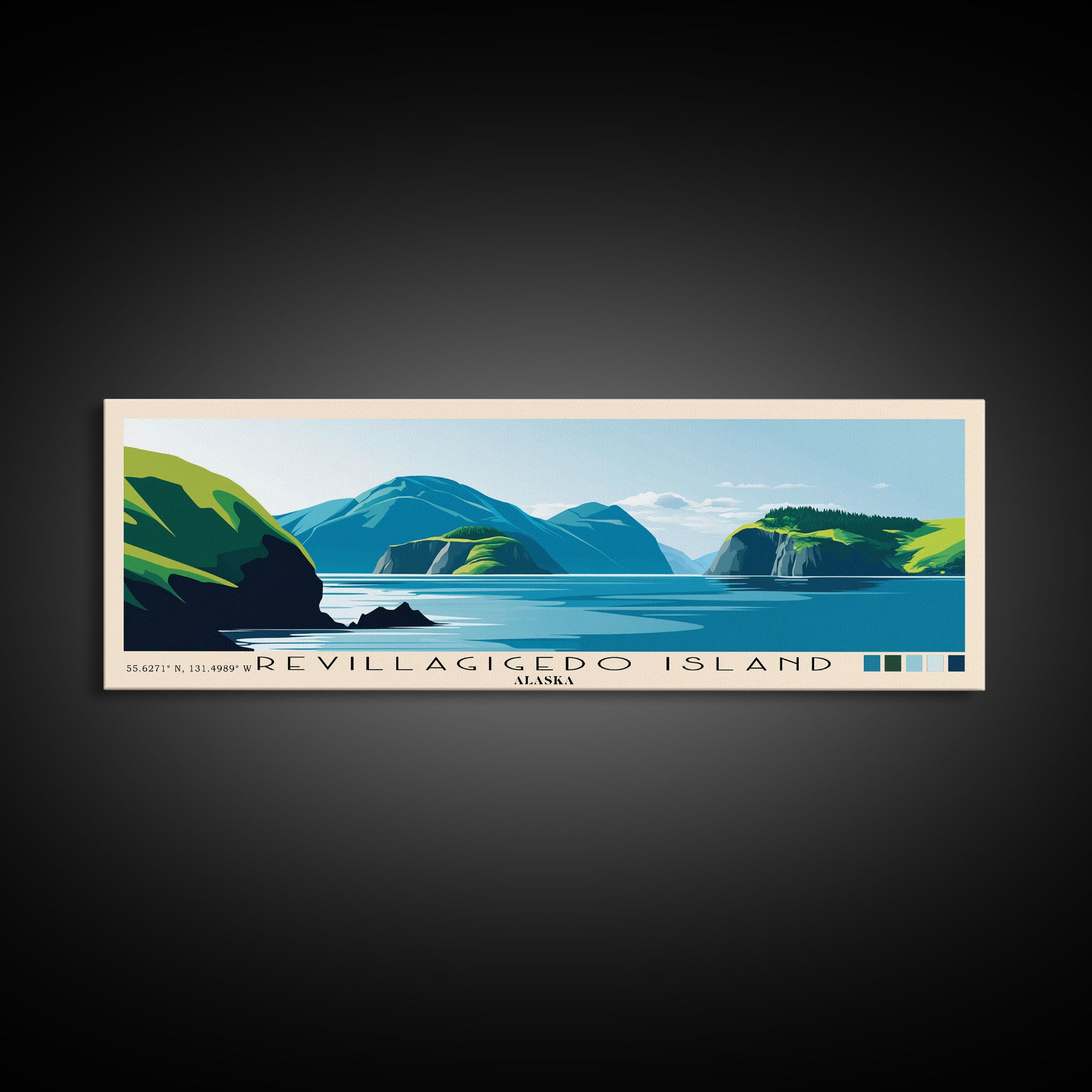 Revillagigedo Island, Alaska Panoramic Print, Vacation Gift, Alaska Wall Art, Beach Painting, Beach Decor, Large Wall Art, Wood Frame Art
