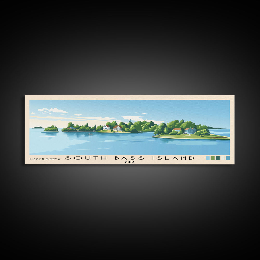 South Bass Island, Ohio Panoramic Print, Vacation Gift, Ohio Wall Art, Beach Painting, Beach Decor, Large Wall Art, Wood Frame Art