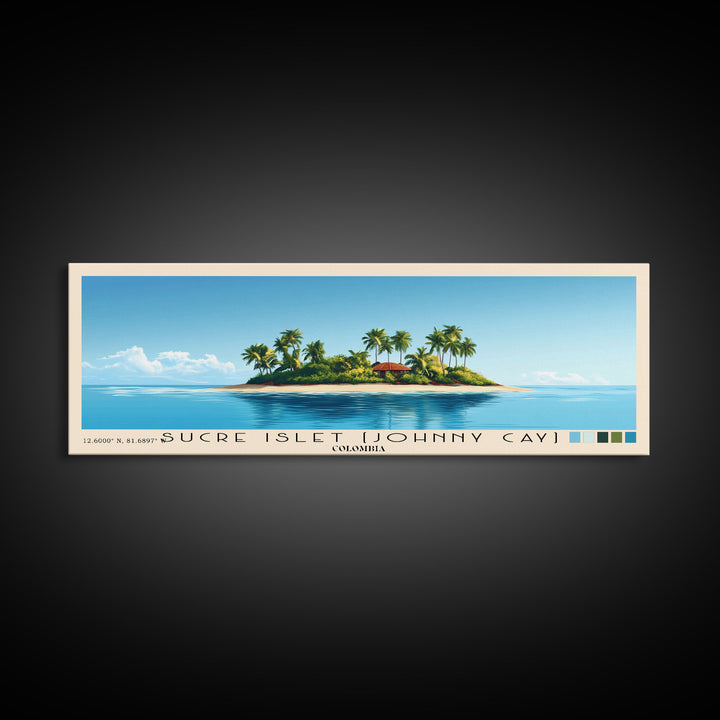 Sucre Islet (Johnny Cay), Colombia Panoramic Beach Print, Vacation Gift, Colombia Wall Art, Framed Canvas Print, Framed Beach Painting