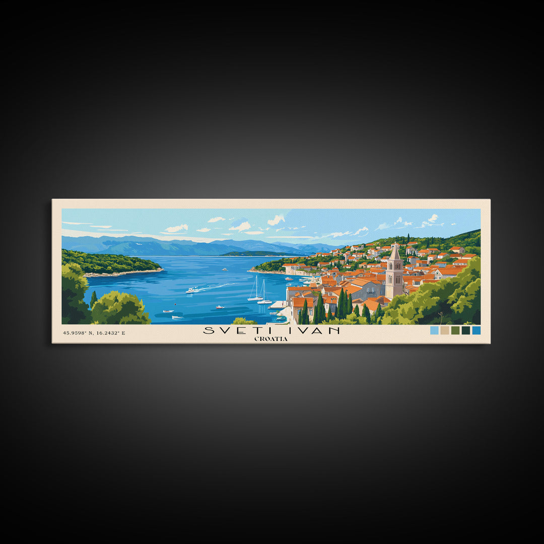 Sveti Ivan , Croatia Panoramic Beach Print, Vacation Gift, Croatia Wall Art, Framed Canvas Print, Framed Beach Painting