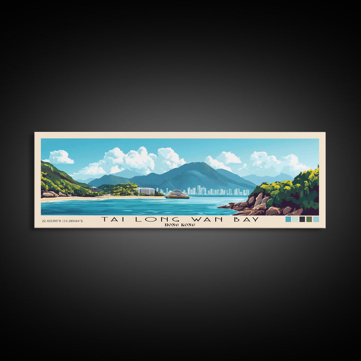 Tai Long Wan Bay, Hong Kong Panoramic Print, Vacation Gift, Hong Kong Wall Art, Beach Painting, Beach Decor, Beach Or Lakehouse Art