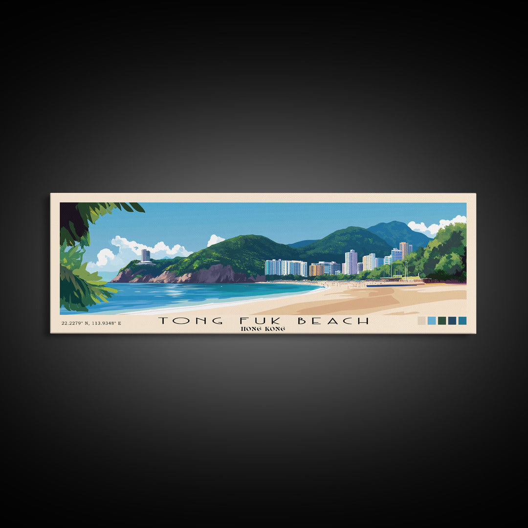 Tong Fuk Beach, Hong Kong Panoramic Print, Vacation Gift, Hong Kong Wall Art, Vacation Wall Art, Vacatation Memories, Beach Decor, Beach Or Lakehouse Art