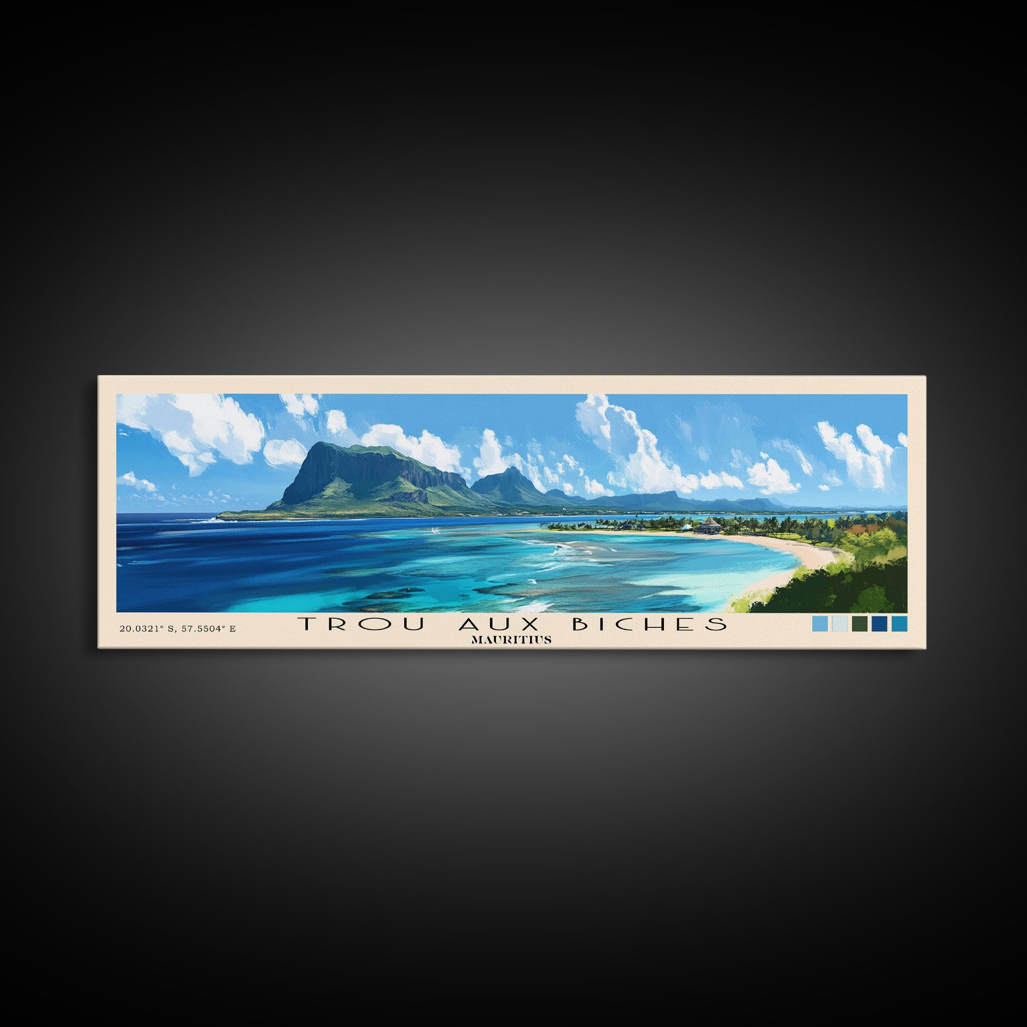 Trou aux Biches, Mauritius Panoramic Print, Vacation Gift, Mauritius Wall Art, Beach Painting, Beach Decor, Beach Or Lakehouse Art