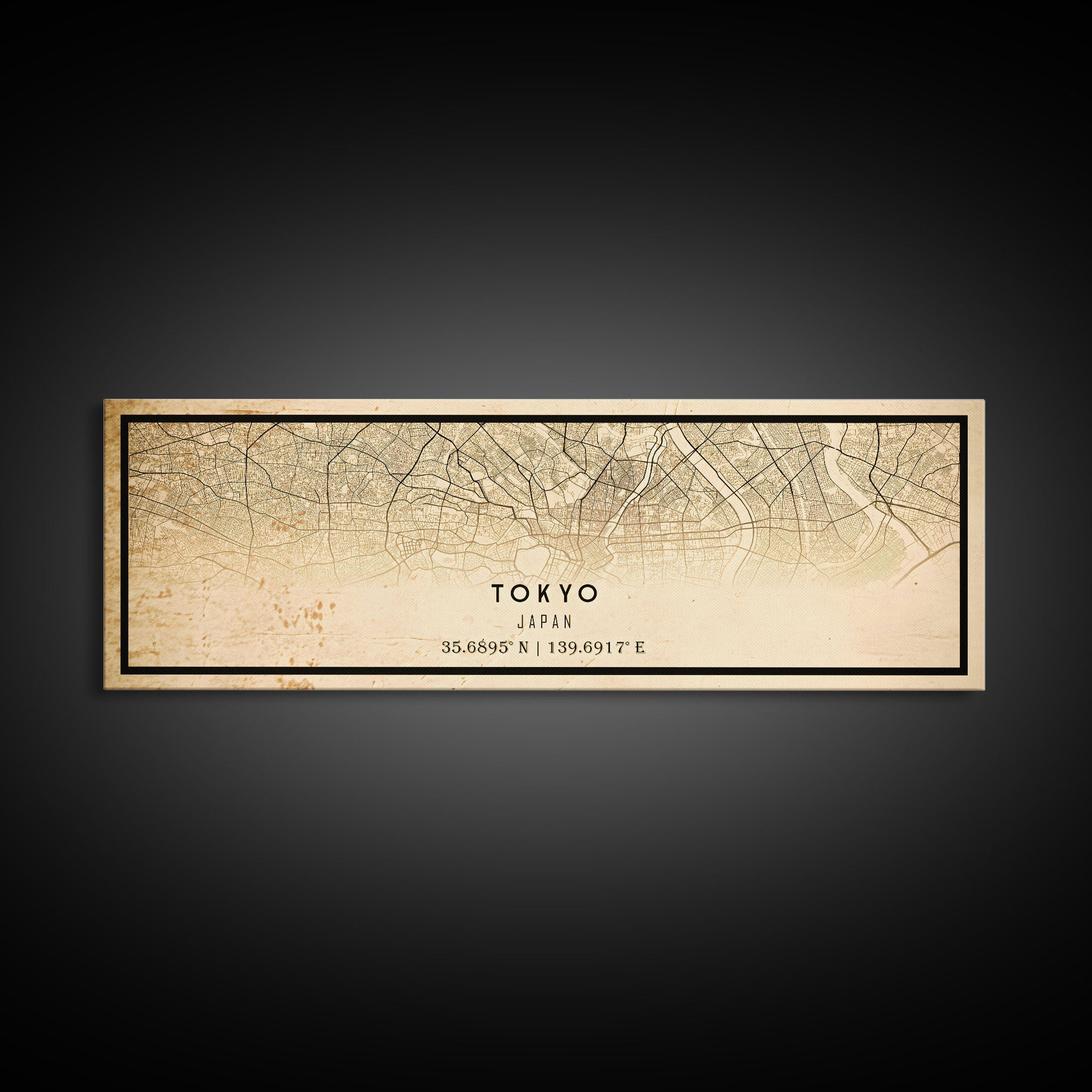 Tokyo Japan Panoramic map print poster or framed canvas, Tokyo map print poster canvas, Japan city map print canvas, Vintage Travel Art
