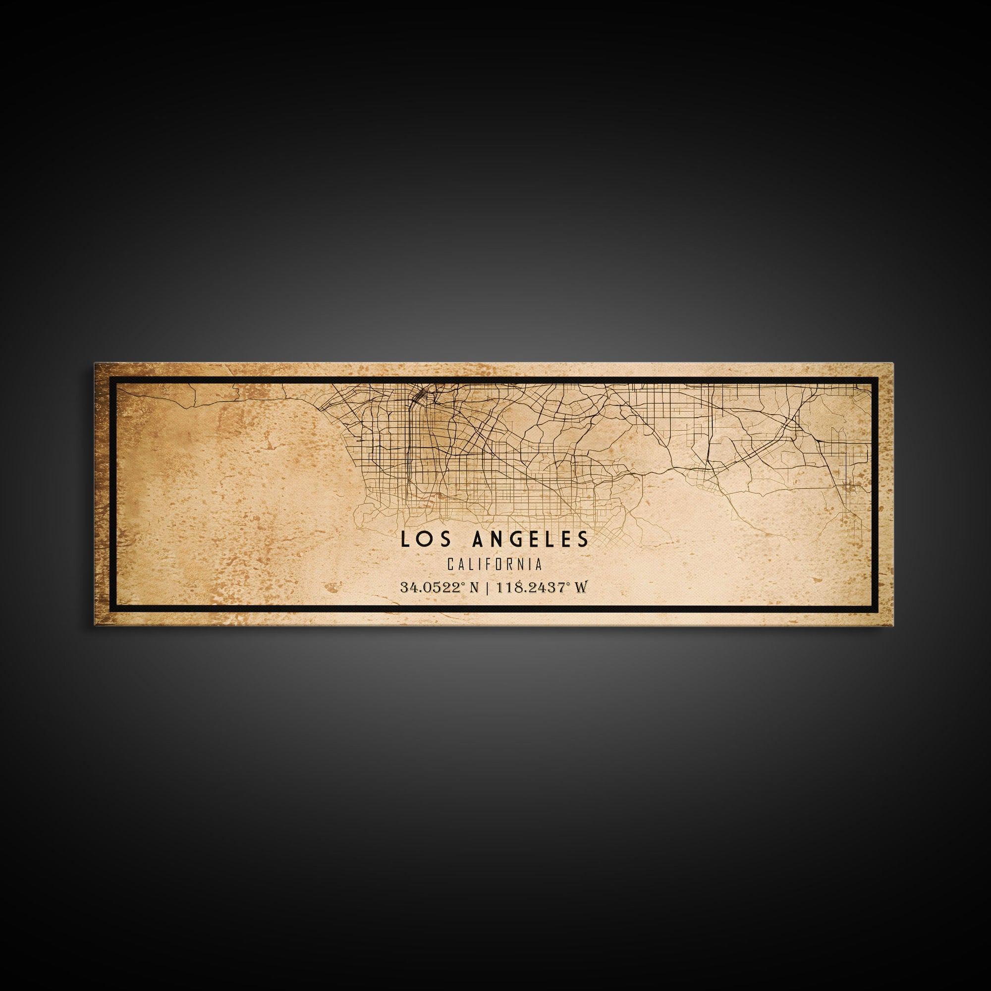 Panoramic Los Angeles Vintage Map Print | Los Angeles Map | California Map Art | City Road Map Poster | Distressed / Retro LA Street Art