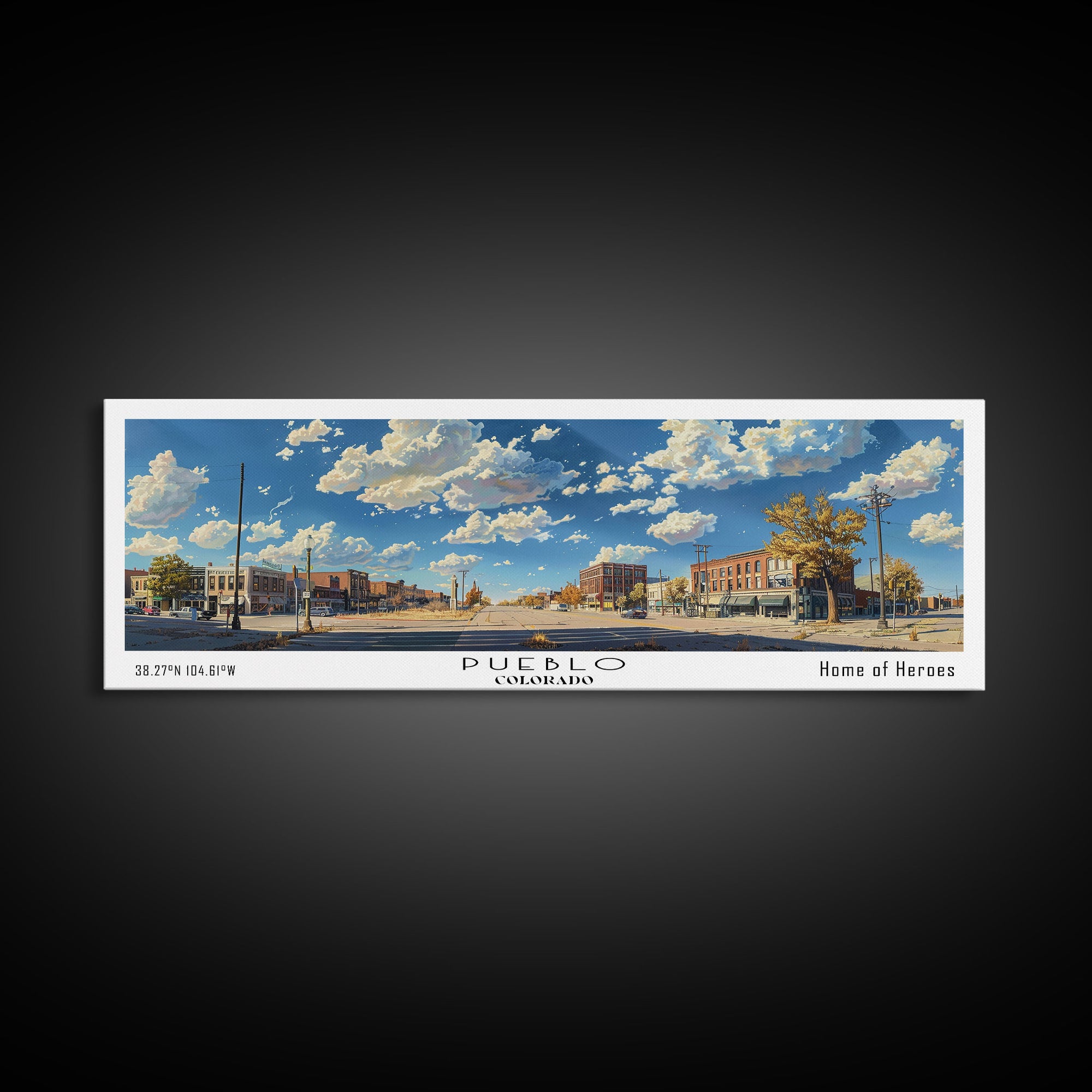 Pueblo Colorado Panoramic Print, Artistic Framed Canvas Print, Travel Poster Art, Home Decor, Office Wall Art, Gift Idea