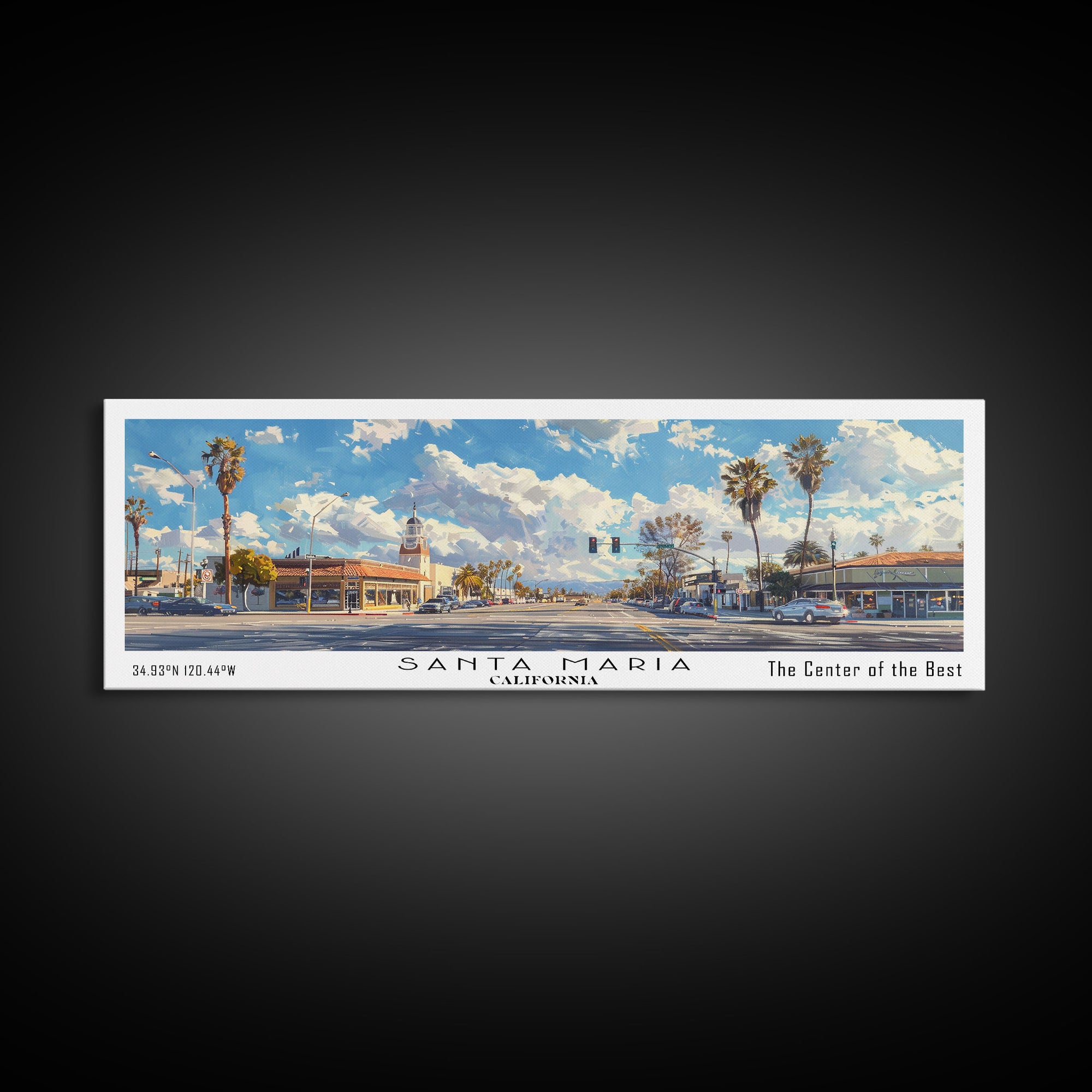 Santa Maria California Travel Poster, Framed Canvas Print, Office Decor, Wall Hanging, Travel Gift, Living Room Art, Vintage Style Art