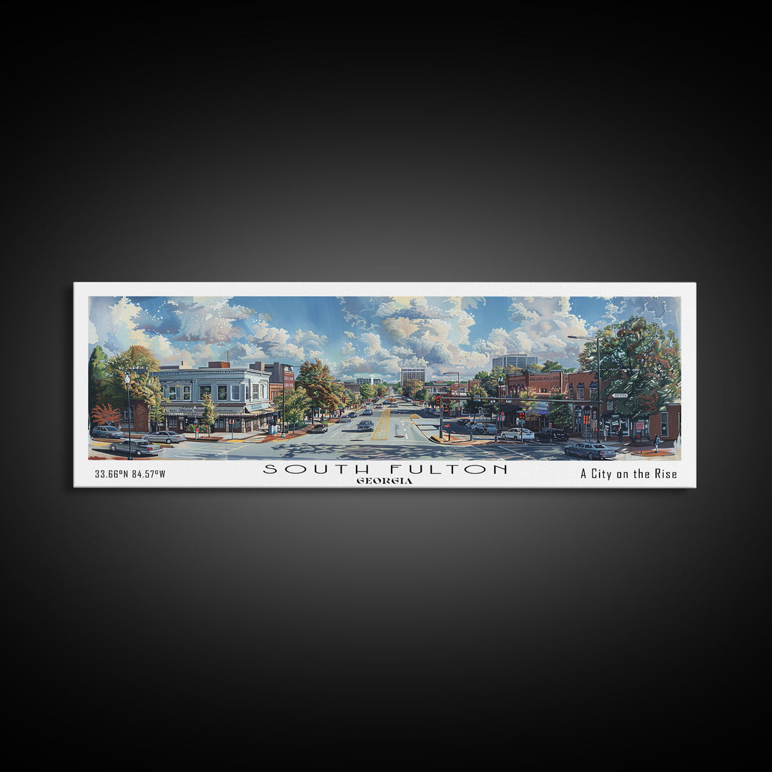 South Fulton Georgia Travel Poster, Framed Canvas Print, Wall Art, Home Decor, Office Art, Living Room Art, Travel Gift, Vintage Style