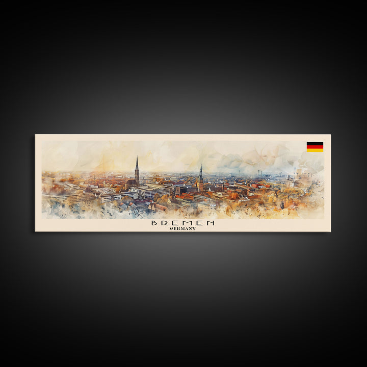 Bremen Germany Wall Art, Panoramic Travel Poster, Panoramic Framed Canvas Print, City Wall Art, Wall Hanging Home Decor, Travel Art