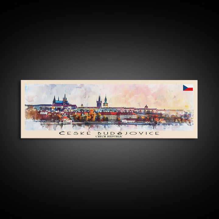 Ceske Budejovice Czech Republic Wall Art, Panoramic Travel Poster, Panoramic Framed Canvas Print, City Wall Art, Wall Hanging Home Decor, Travel Art