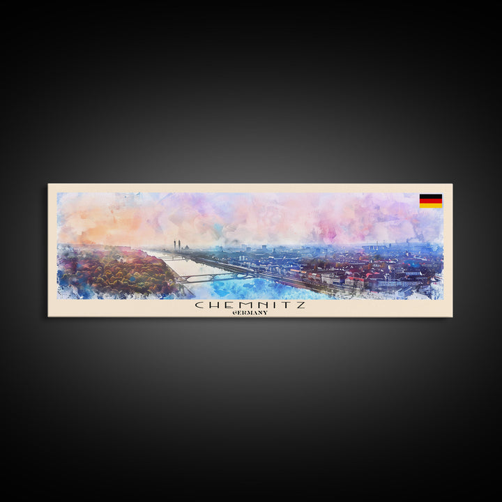 Chemnitz Germany Wall Art, Panoramic Travel Poster, Panoramic Framed Canvas Print, City Wall Art, Wall Hanging Home Decor, Travel Art