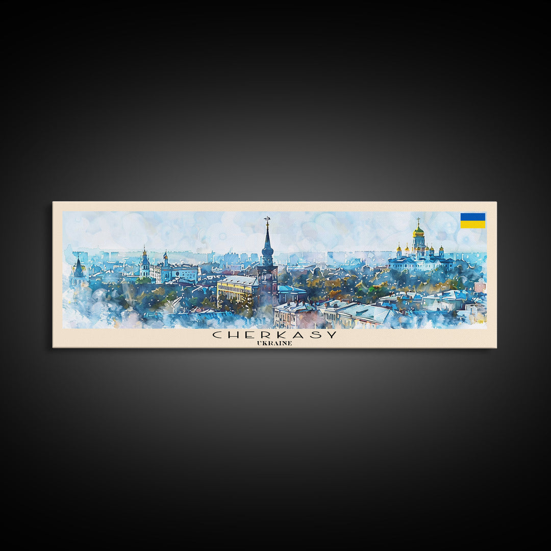 Cherkasy Ukraine Travel Art, City Art, Framed Canvas Print or Metal Wall Art, Europe Travel Poster, Panoramic Wall Art, Extra Wide Wall Art