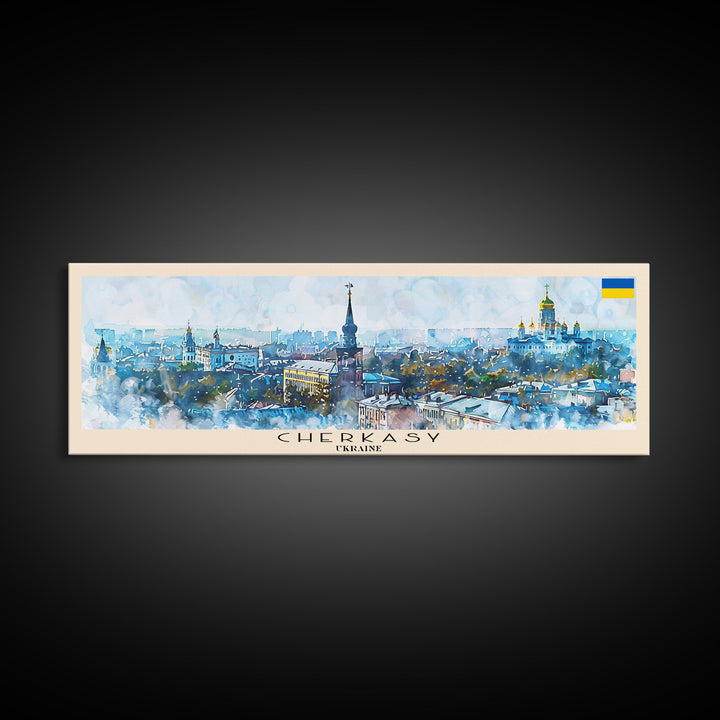 Cherkasy Ukraine Travel Art, City Art, Framed Canvas Print or Metal Wall Art, Europe Travel Poster, Panoramic Wall Art, Extra Wide Wall Art