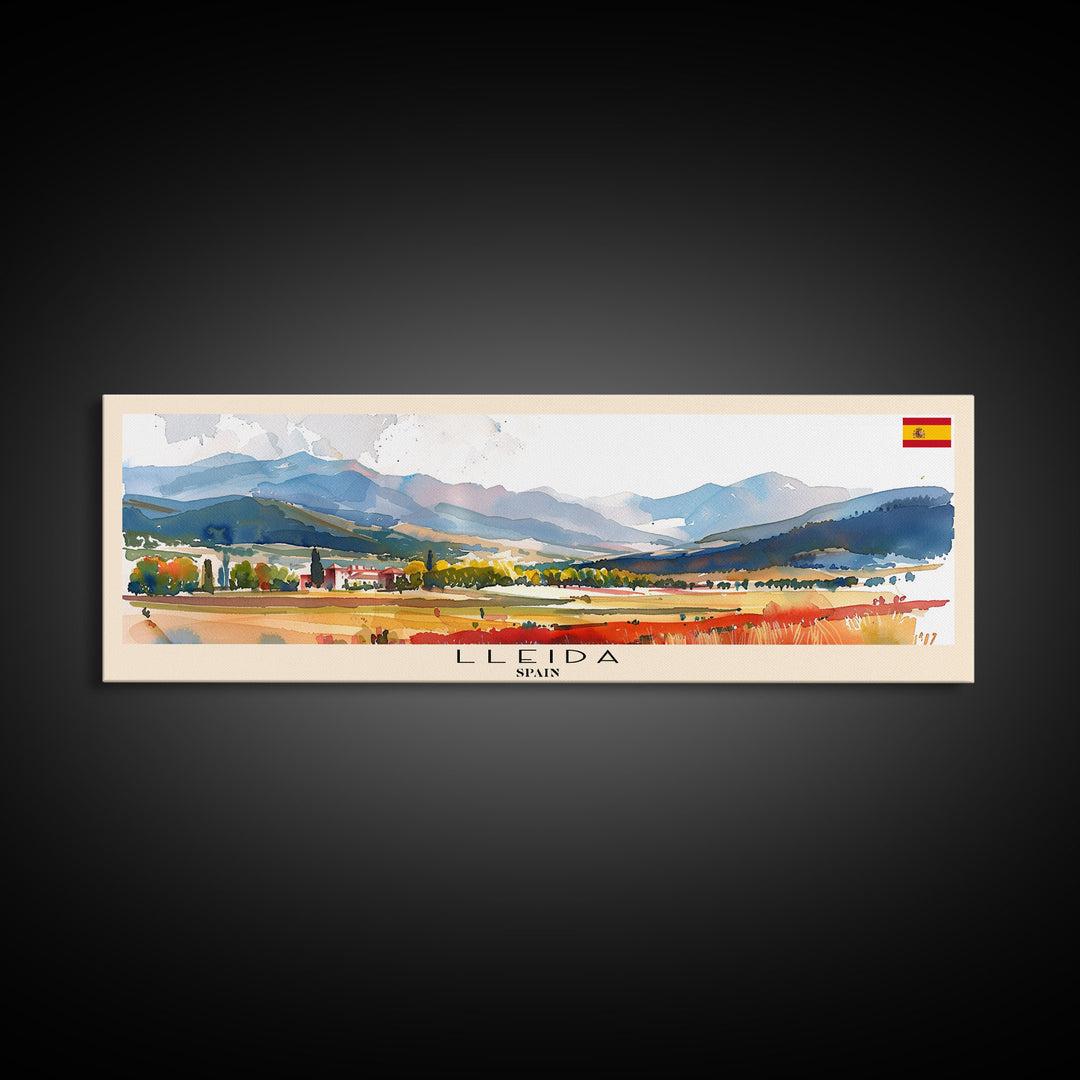 Lleida Spain Travel Print Wall Art, Panoramic City Art, Travel Art, Wall Decor, Vacation Gift, Framed Canvas Print Or Metal Art