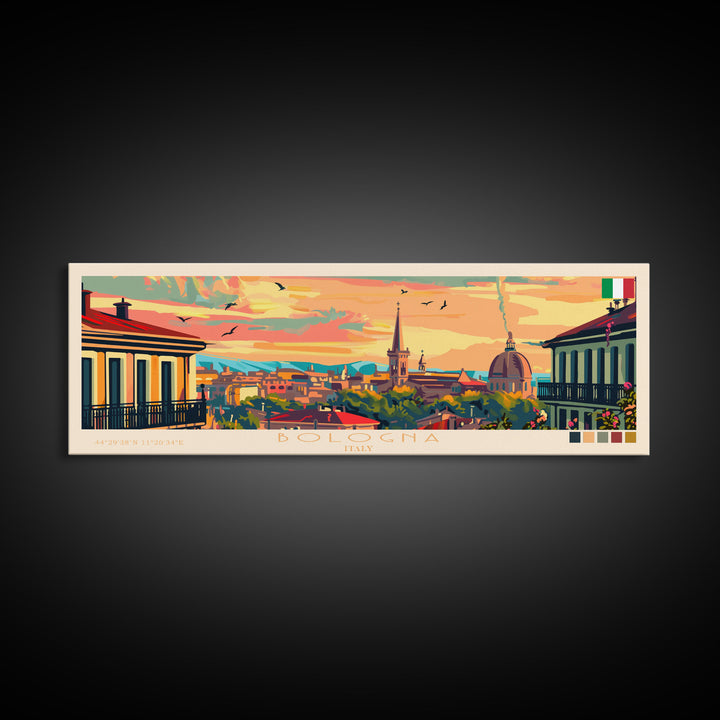 Bologna Italy Wall Art, Panoramic Travel Poster, Panoramic Framed Canvas Print, City Wall Art, Wall Hanging Home Decor, Travel Art