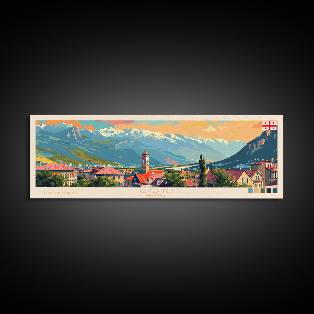 Gori Georgia Travel Print Wall Art, Panoramic City Art, Travel Art, Wall Decor, Vacation Gift, Framed Canvas Print Or Metal Art