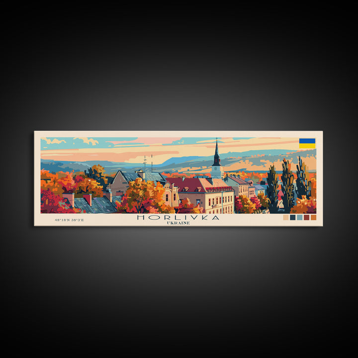 Horlivka Ukraine Wall Art, Panoramic Travel Poster, Panoramic Framed Canvas Print, City Wall Art, Wall Hanging Home Decor, Travel Art