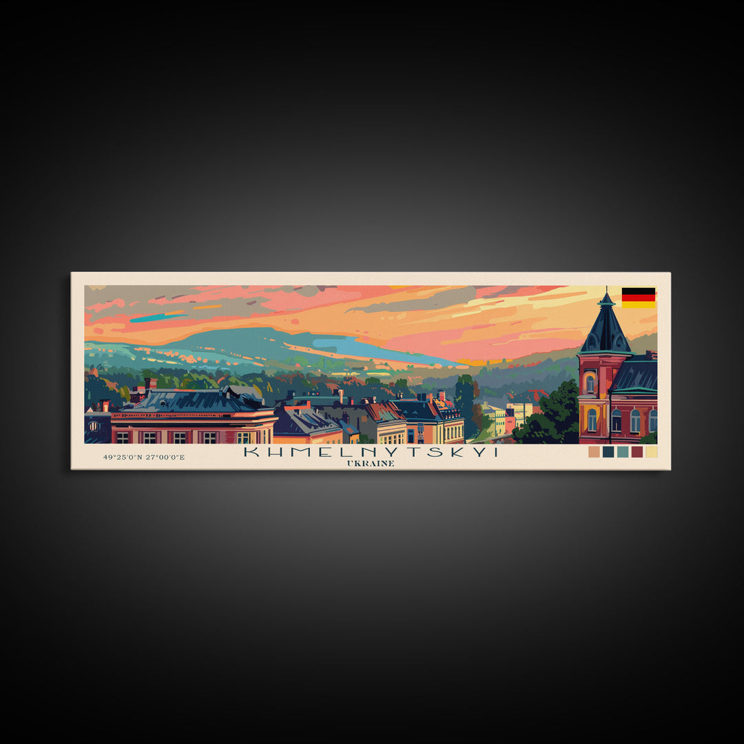 Khmelnytskyi Ukraine Travel Art, City Art, Framed Canvas Print or Metal Wall Art, Europe Travel Poster, Panoramic Wall Art, Extra Wide Wall Art