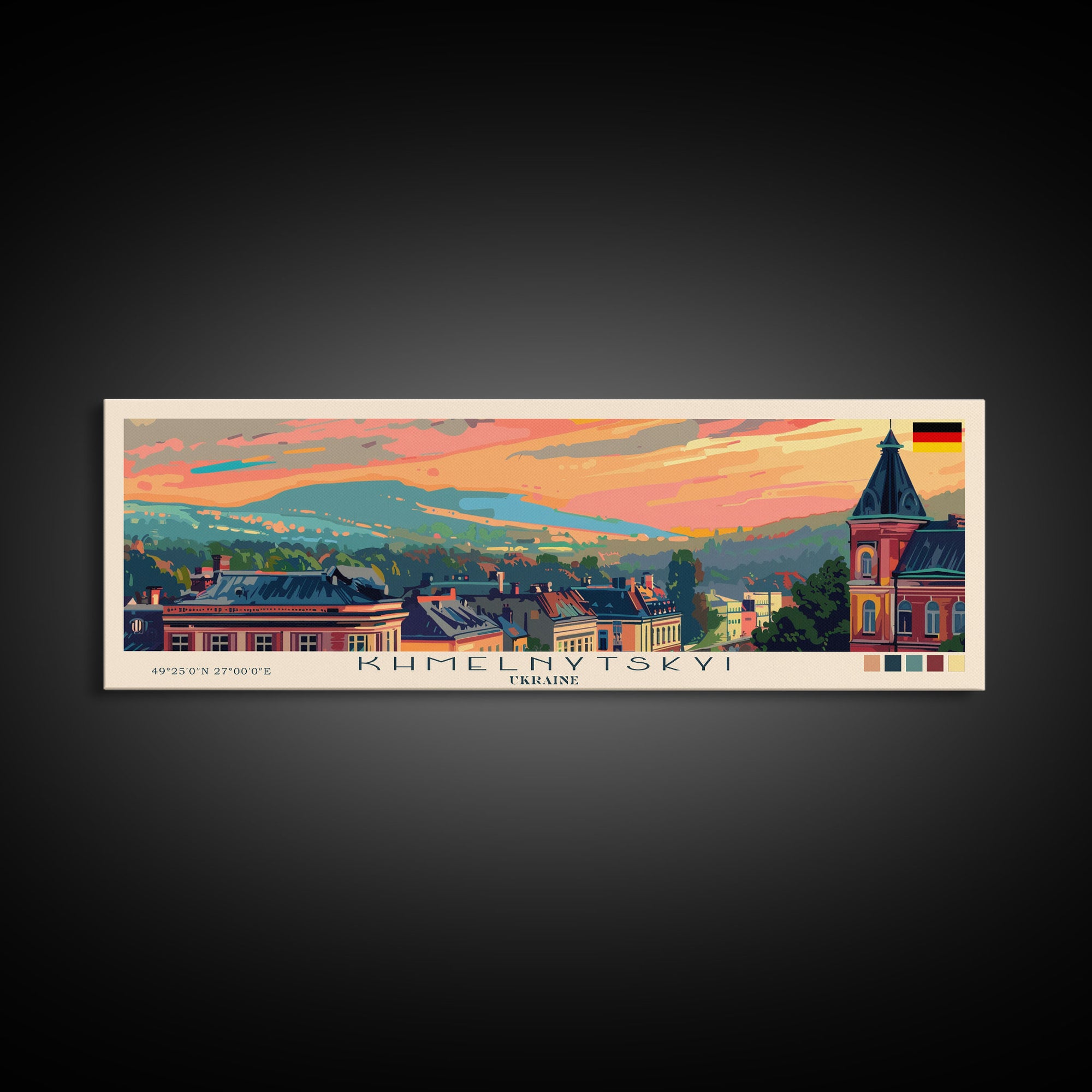 Khmelnytskyi Ukraine Travel Art, City Art, Framed Canvas Print or Metal Wall Art, Europe Travel Poster, Panoramic Wall Art, Extra Wide Wall Art