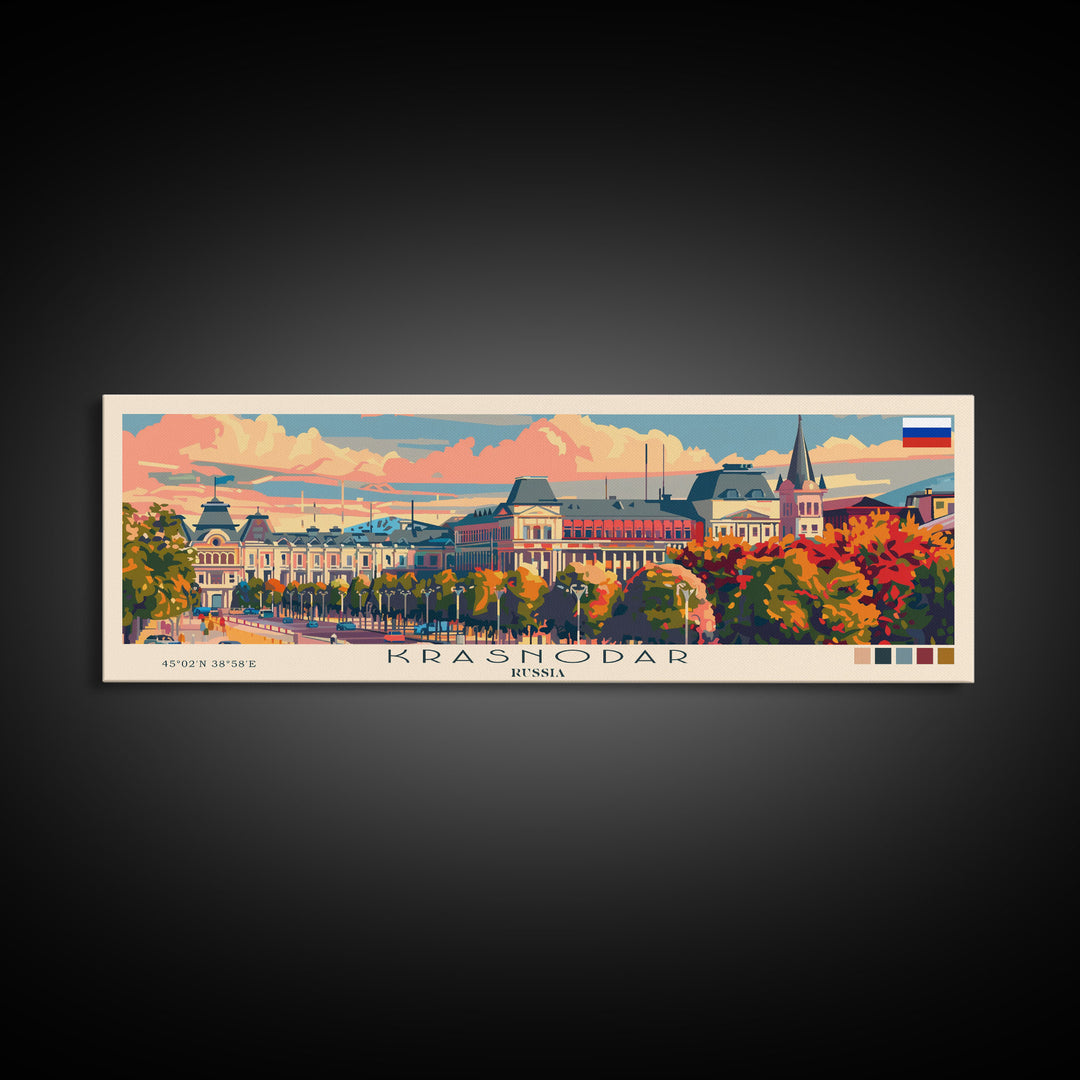 Krasnodar Russia Travel Print Wall Art, Panoramic City Art, Travel Art, Wall Decor, Vacation Gift, Framed Canvas Print Or Metal Art