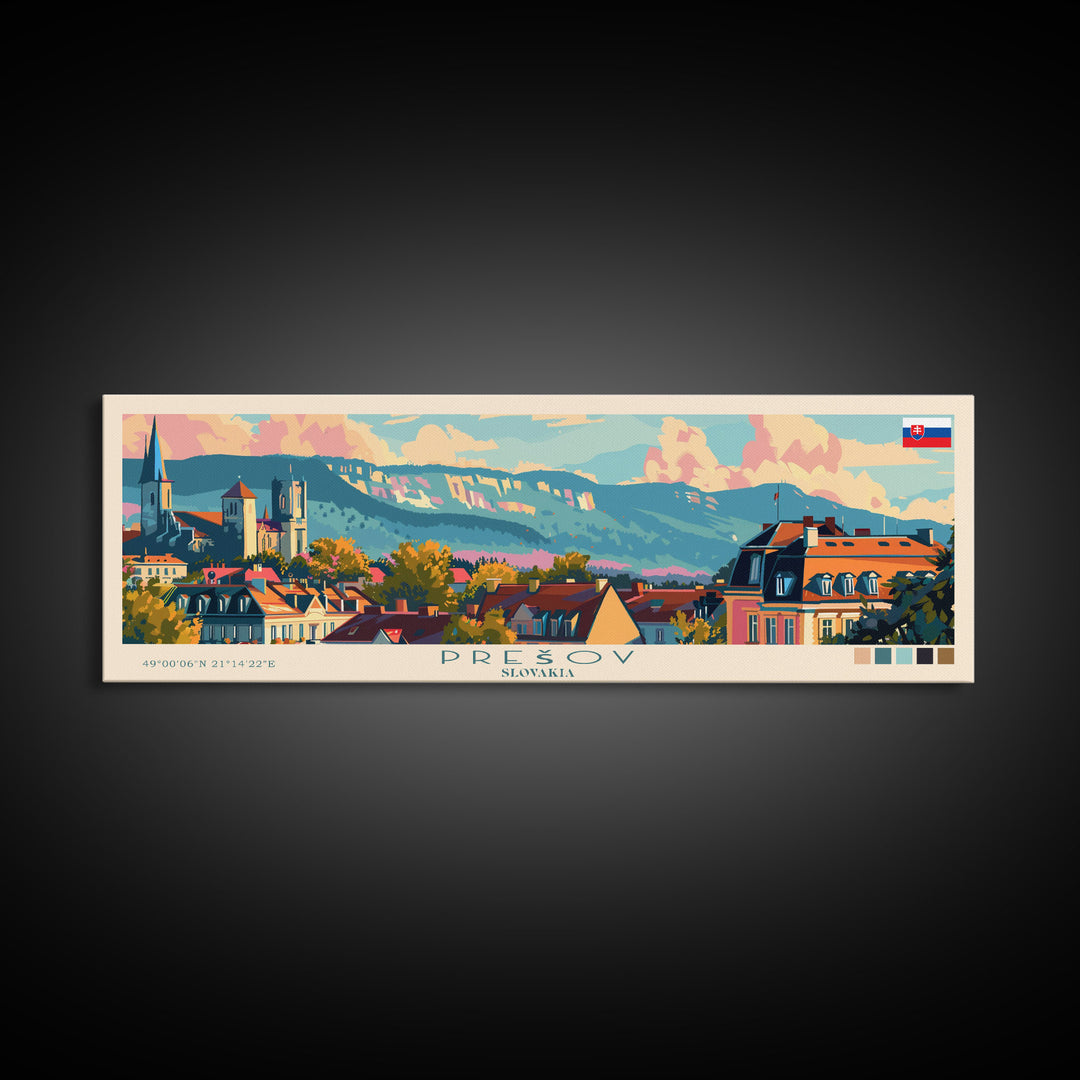 Prešov Slovakia Wall Art, Panoramic Travel Poster, Panoramic Framed Canvas Print, City Wall Art, Wall Hanging Home Decor, Travel Art
