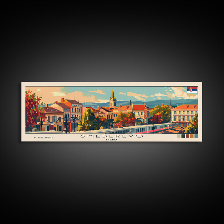 Smederevo Serbia Travel Print Wall Art, Panoramic City Art, Travel Art, Wall Decor, Vacation Gift, Framed Canvas Print Or Metal Art