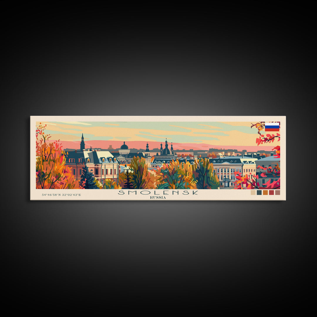Smolensk Russia Travel Art, City Art, Framed Canvas Print or Metal Wall Art, Europe Travel Poster, Panoramic Wall Art, Extra Wide Wall Art