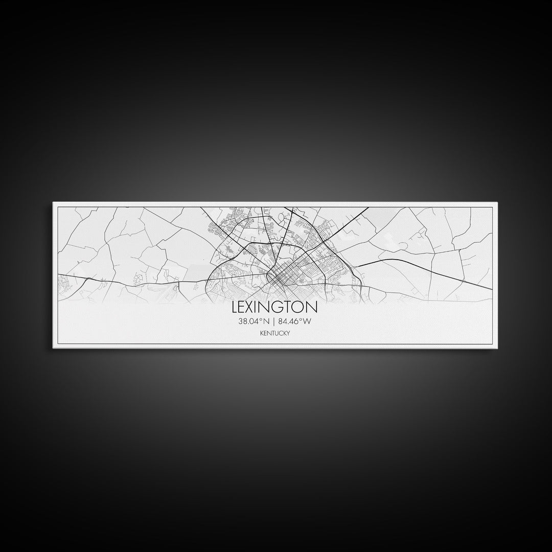 Panoramic Lexington City Map, Kentucky Art, Map Print, Minimalist Wall Art, Canvas Art, Housewarming Gift, Street Map Art, Closing Gift
