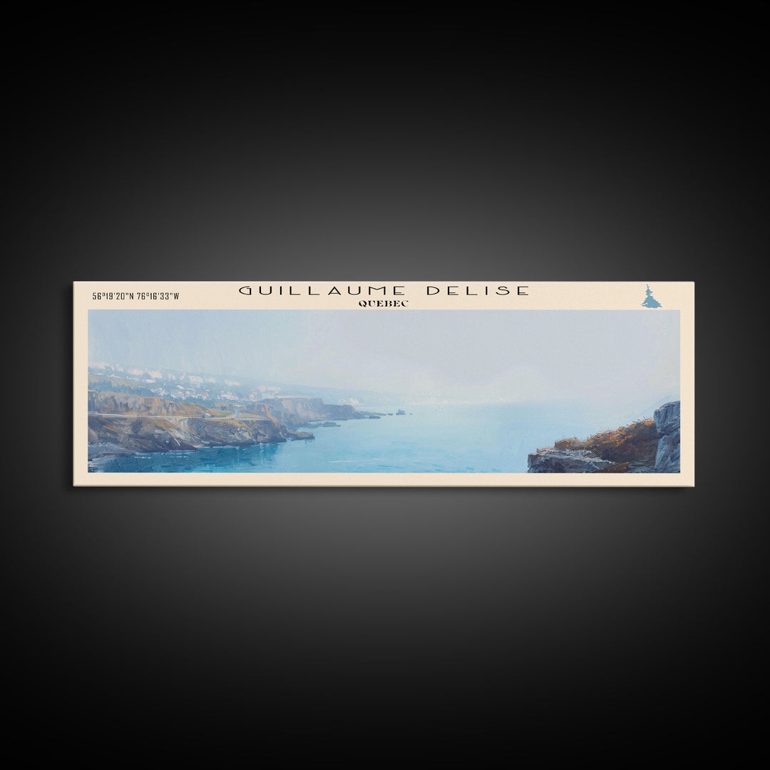 Guillaume Delise Richmond Gulf Framed Canvas Print, Lake House Art, Panoramic Travel Poster, Wall Art, Stunning Lake Painting, Home Decor