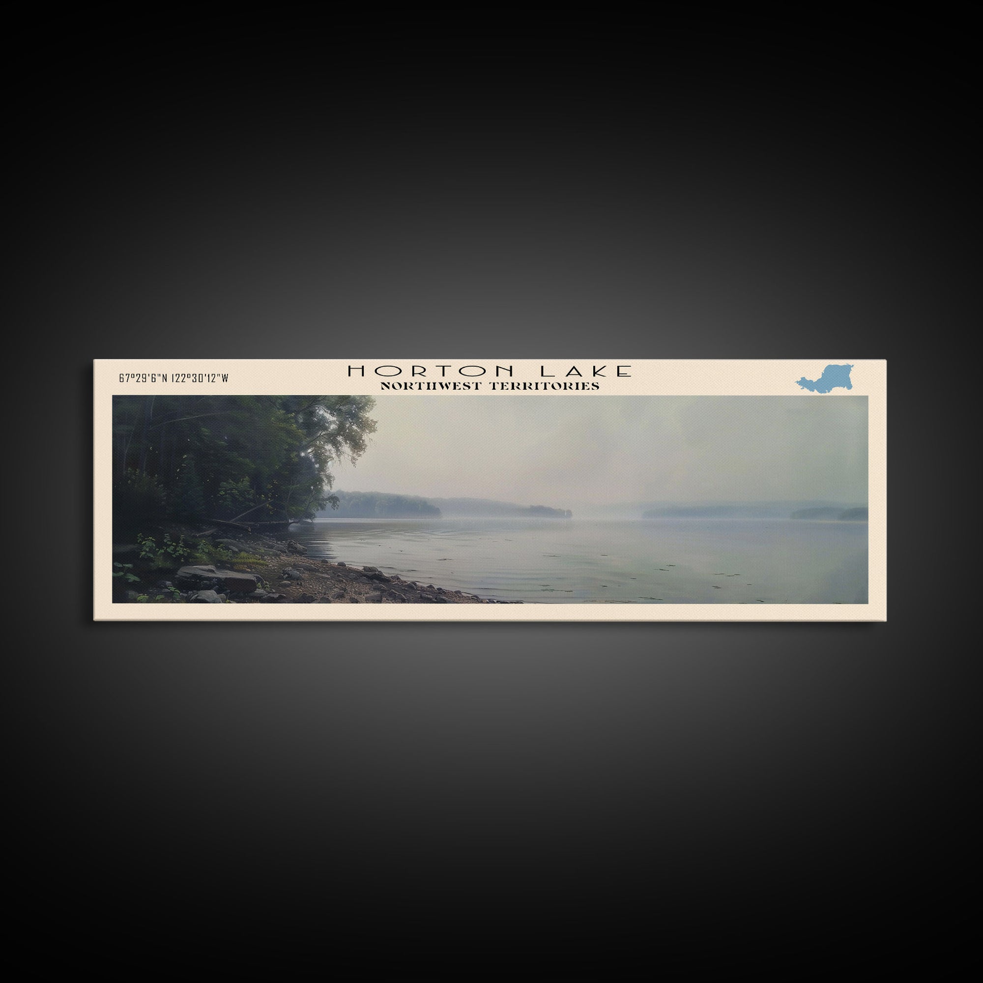 Horton Lake Framed Canvas Print, Lake House Art, Panoramic Wall Art, Travel Poster, Beautiful Lake Painting, Home Decor