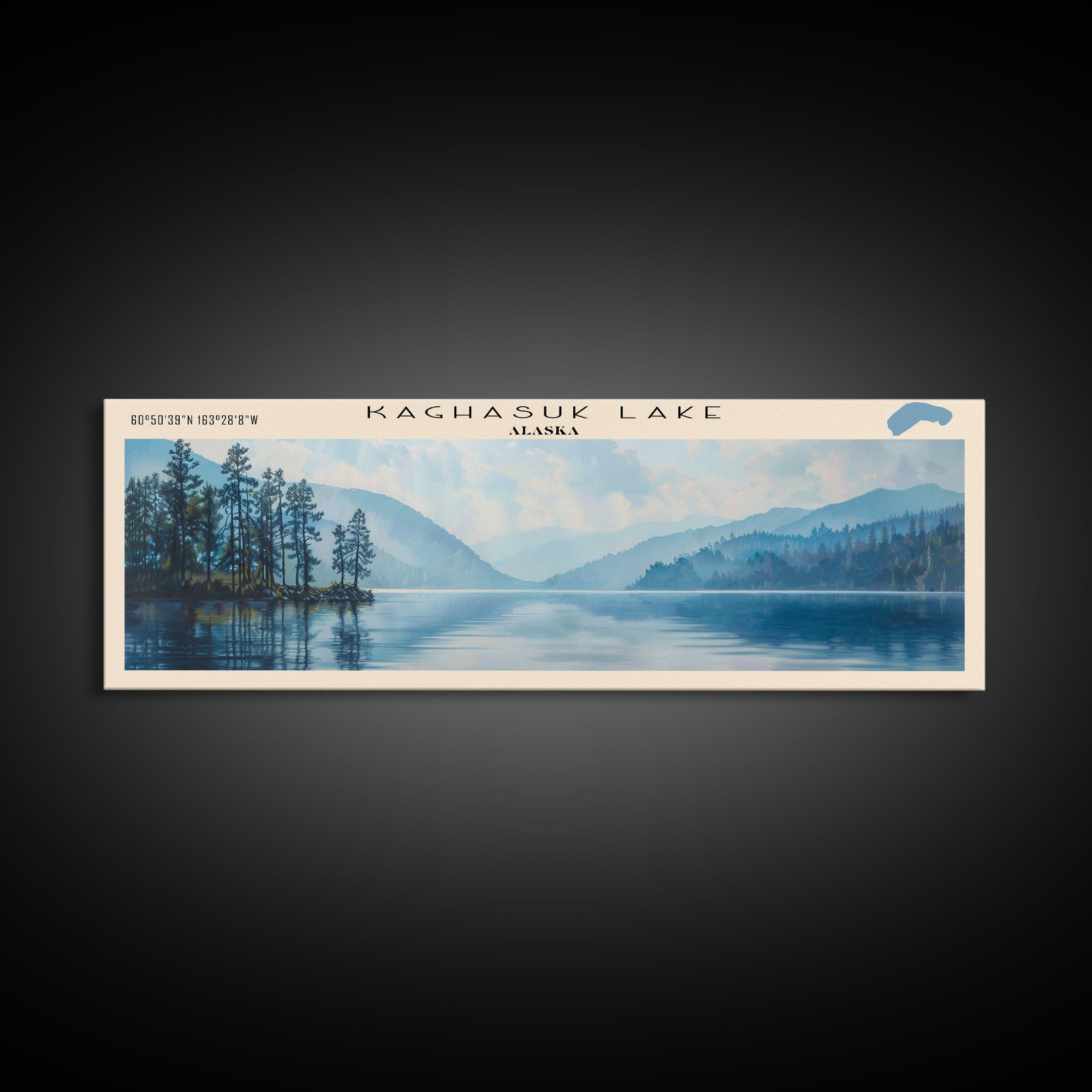 Kaghasuk Lake Framed Canvas Print, Panoramic Lake House Decor, Wall Art, Travel Poster, Stunning Lake Painting, Nature Art