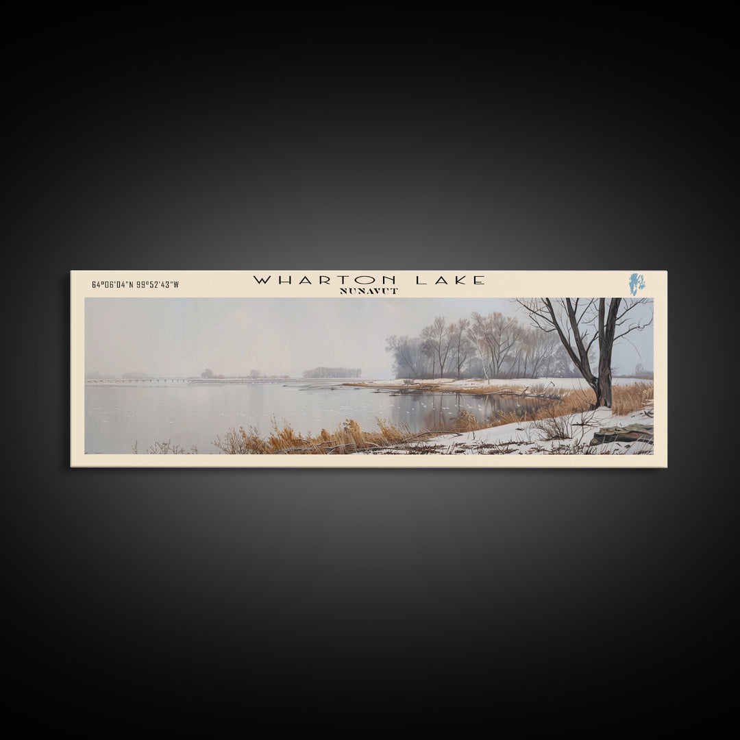 Wharton Lake Panoramic Wall Art, Framed Canvas Print, Lake House Decor, Travel Poster, Beautiful Lake Scene, Living Room Art