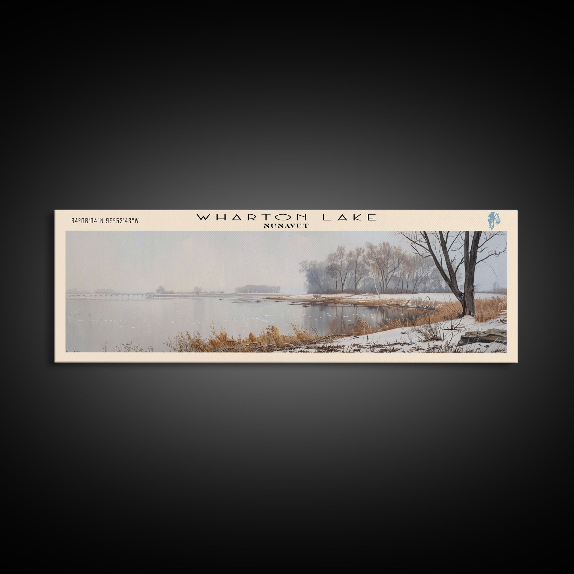 Wharton Lake Panoramic Wall Art, Framed Canvas Print, Lake House Decor, Travel Poster, Beautiful Lake Scene, Living Room Art