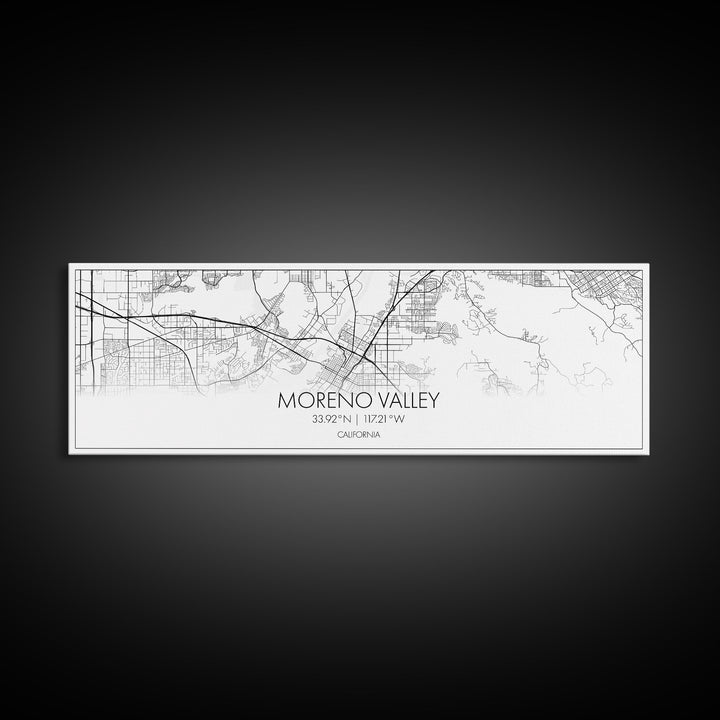 Panoramic Moreno Valley City Map, California Art, Map Print, Minimalist Wall Art, Canvas Art, Housewarming Gift, Street Map, Closing Gift