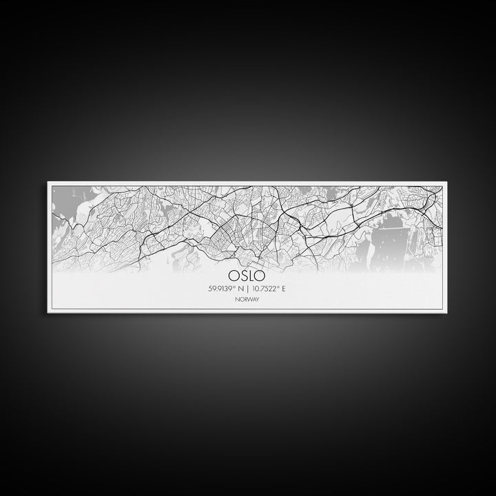 Panoramic Oslo City Map, Norway Art, Map Print, Minimalist Wall Art, Canvas Art, Housewarming Gift, Street Map Art, Closing Gift
