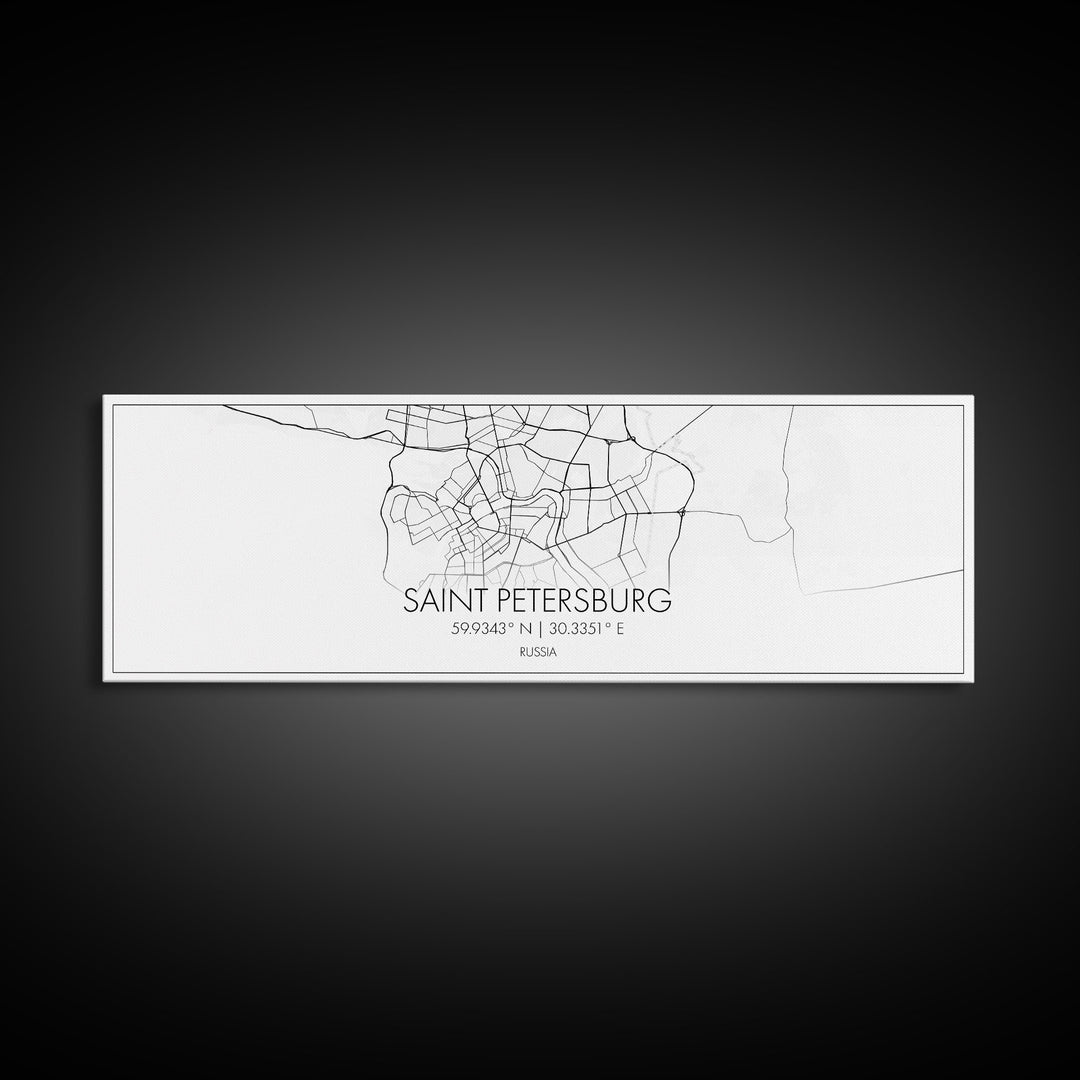 Panoramic Saint Petersburg City Map, Russia Art, Map Print, Minimalist Wall Art, Canvas Art, Housewarming Gift, Street Map, Closing Gift