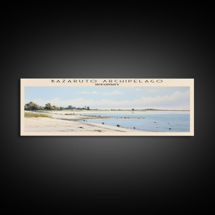 Bazaruto Archipelago Travel Art Framed Canvas Print, COUNTRY Wall Decor, Home Decor, Travel Poster, Vintage Wall Art, Watercolor Painting