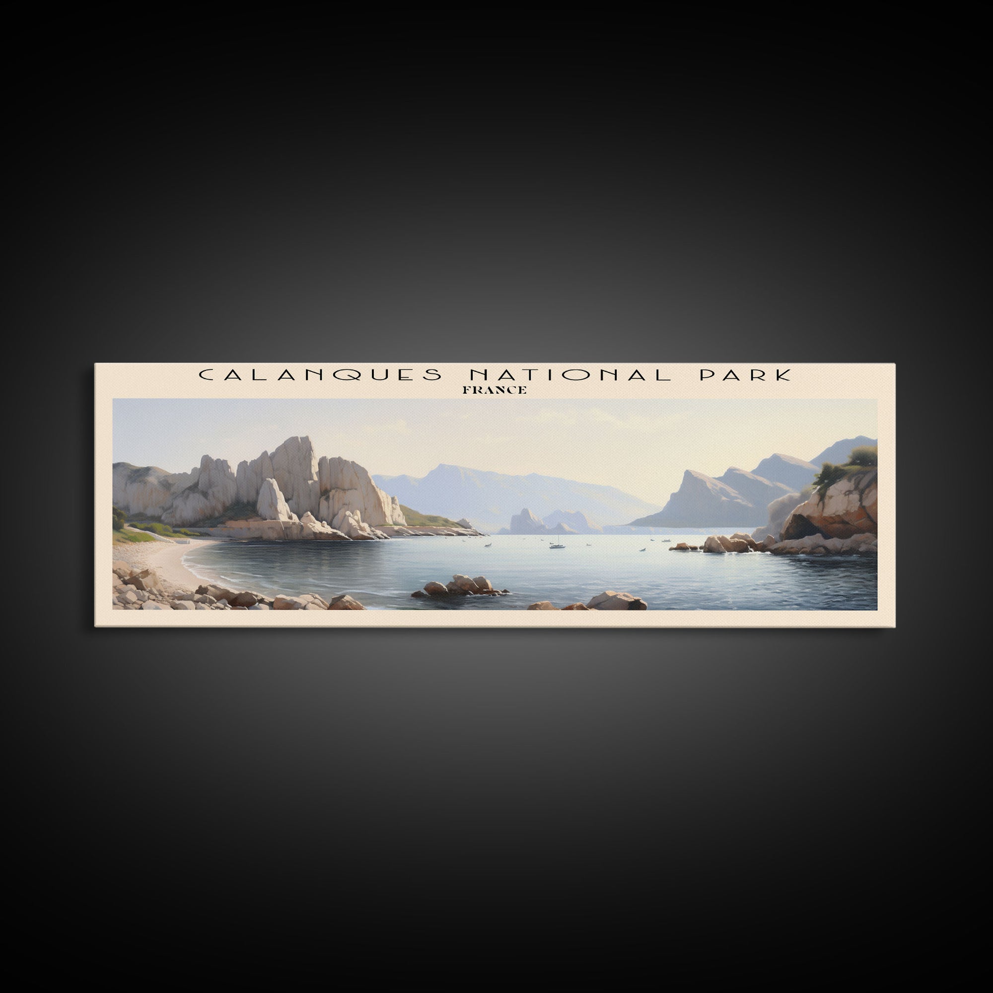 Calanques National Park COUNTRY | Framed Travel Poster Canvas Print | Trendy Wall Art | Watercolor Painting | Living Room Art | Unique Art