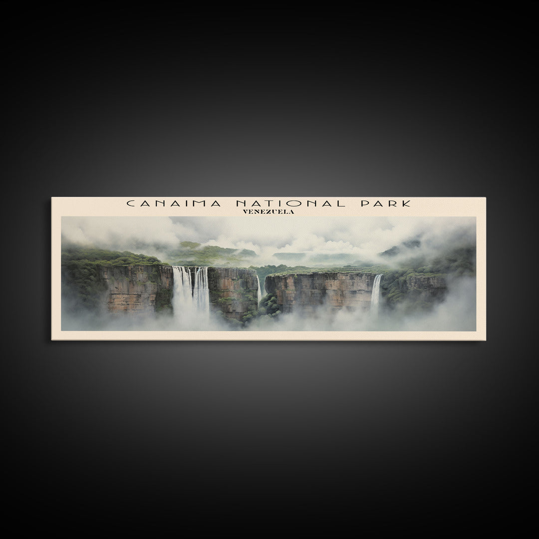 Canaima National Park Retro Style Travel Poster - Framed Canvas Print - COUNTRY Travel Decor | Vintage Style Home Decor - Travel Print - Wall Art