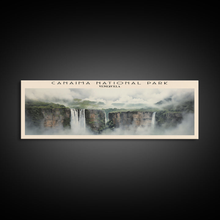 Canaima National Park Retro Style Travel Poster - Framed Canvas Print - COUNTRY Travel Decor | Vintage Style Home Decor - Travel Print - Wall Art