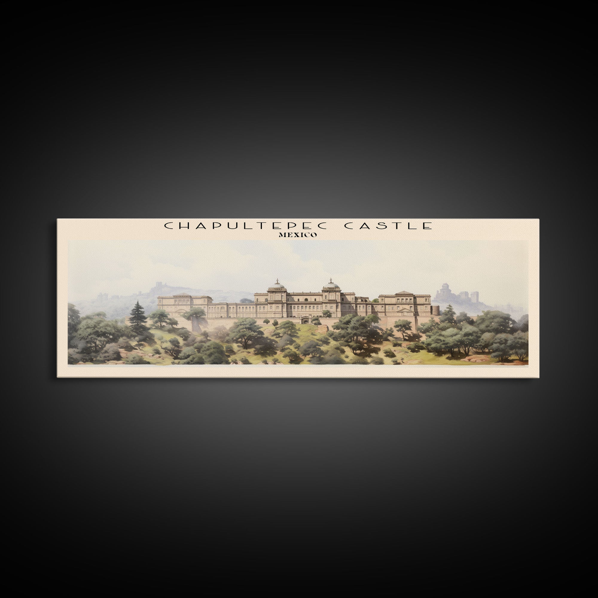Chapultepec Castle Retro Style Travel Poster - Framed Canvas Print - COUNTRY Travel Decor | Vintage Style Home Decor - Travel Print - Wall Art