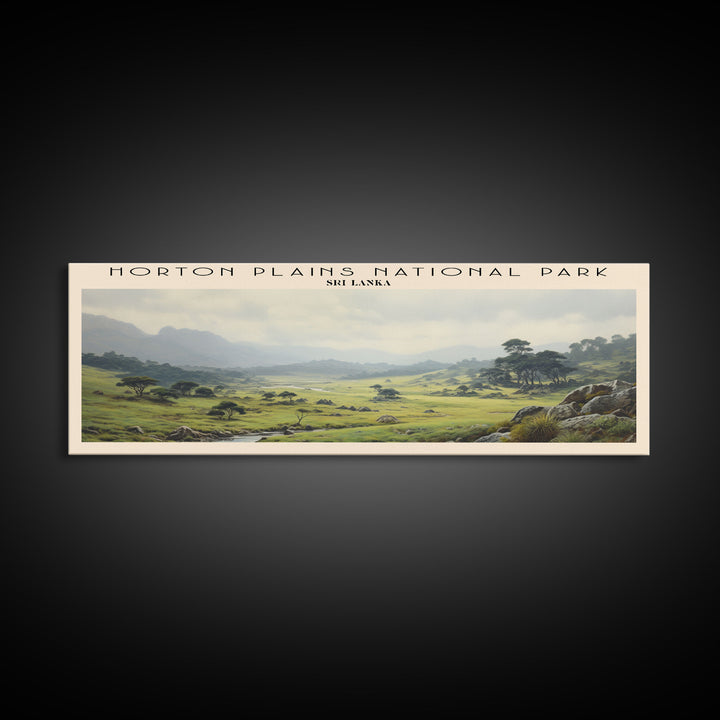 Horton Plains National Park Travel Art Framed Canvas Print, COUNTRY Wall Decor, Home Decor, Travel Poster, Vintage Wall Art, Watercolor Painting