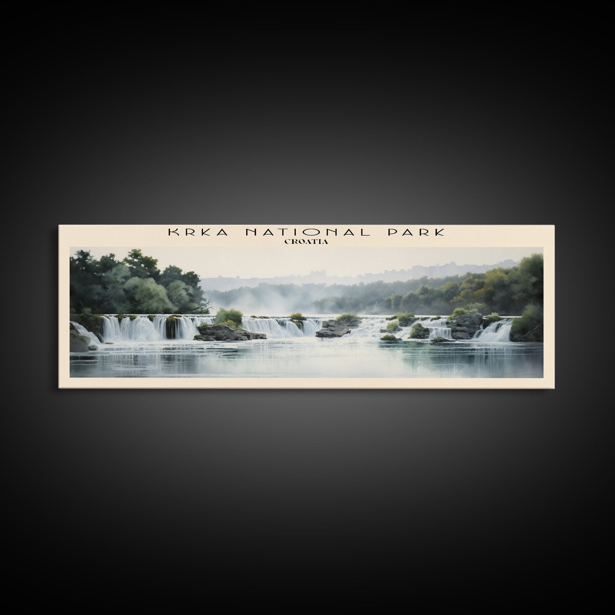 Krka National Park Retro Style Travel Poster - Framed Canvas Print - COUNTRY Travel Decor | Vintage Style Home Decor - Travel Print - Wall Art
