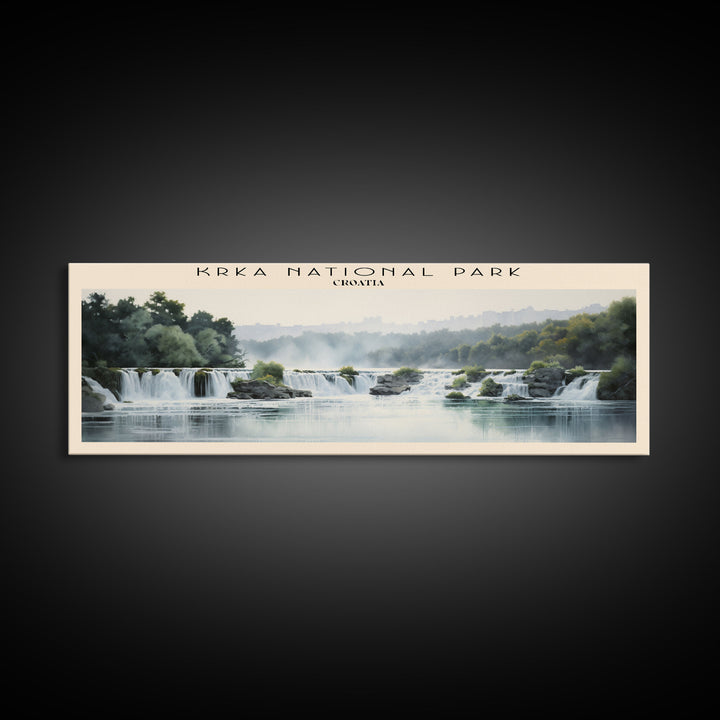 Krka National Park Retro Style Travel Poster - Framed Canvas Print - COUNTRY Travel Decor | Vintage Style Home Decor - Travel Print - Wall Art