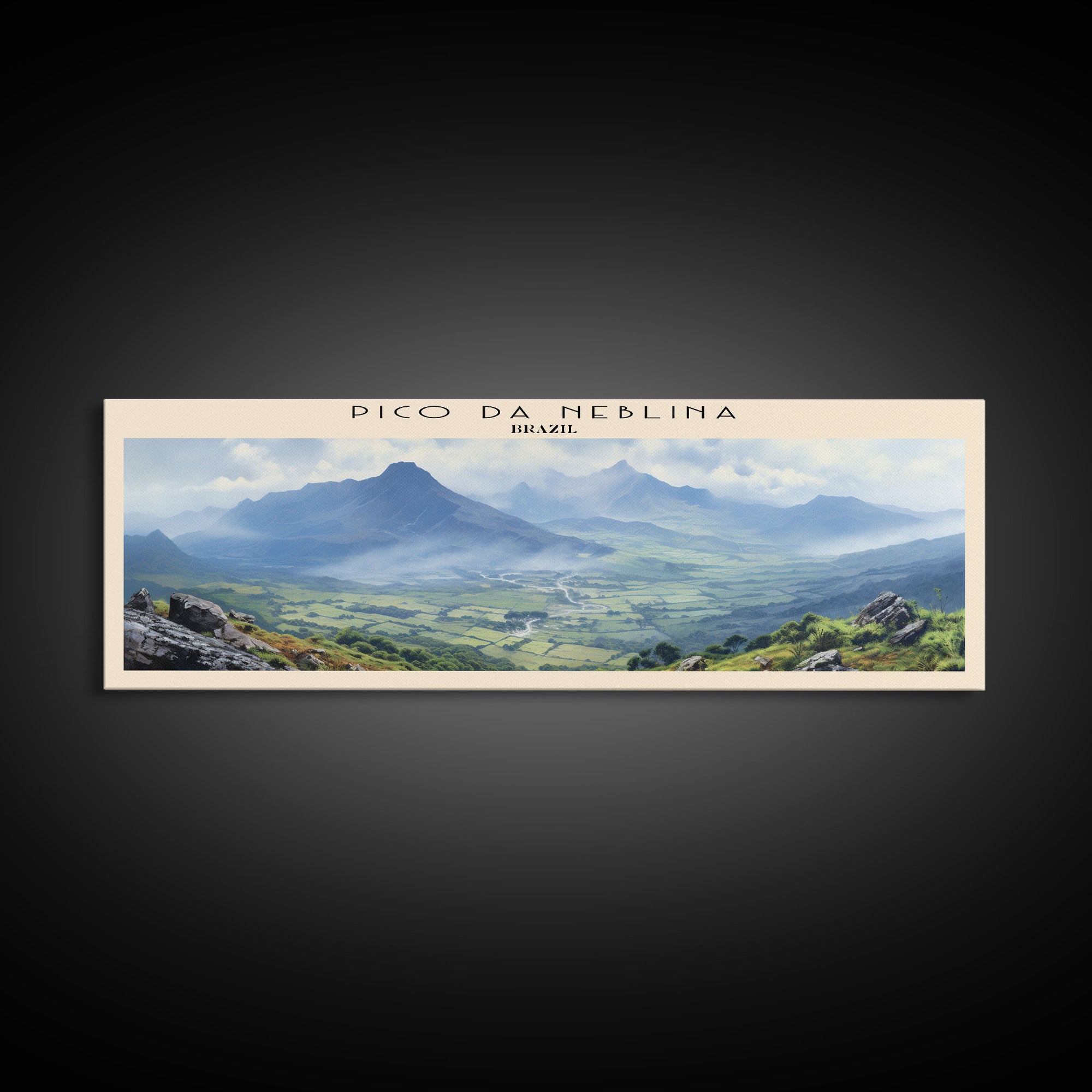 Pico da Neblina COUNTRY | Framed Travel Poster Canvas Print | Trendy Wall Art | Watercolor Painting | Living Room Art | Unique Art