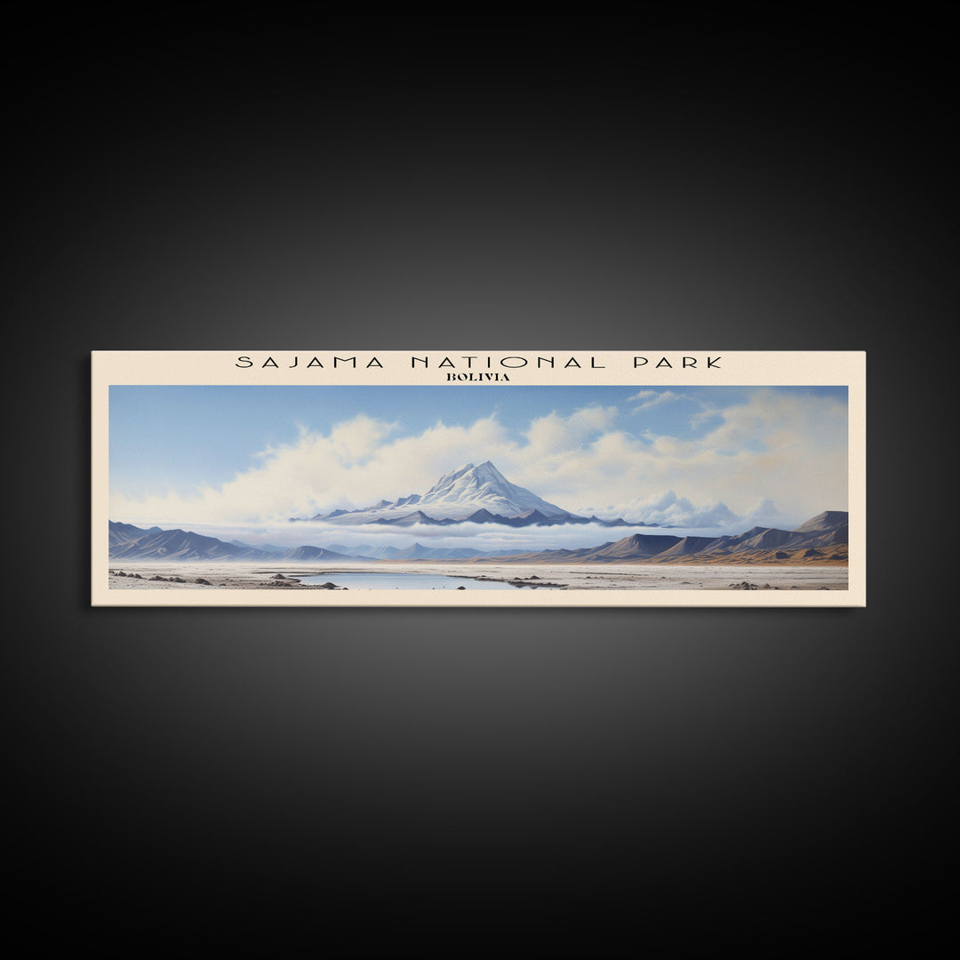 Sajama National Park Retro Style Travel Poster - Framed Canvas Print - COUNTRY Travel Decor | Vintage Style Home Decor - Travel Print - Wall Art