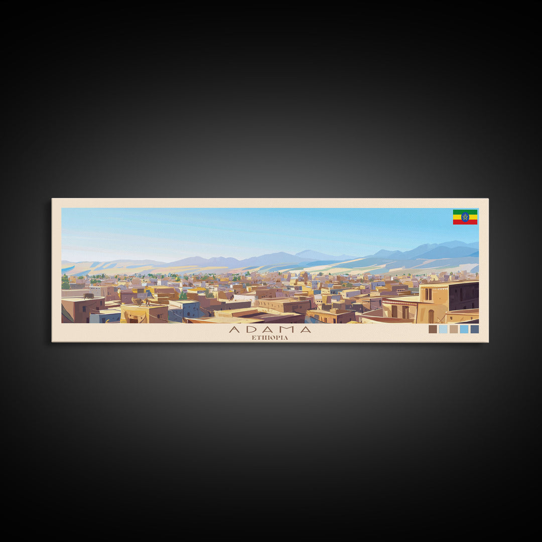 Ad-Dawhah, Qatar Panoramic Travel Poster Canvas Print, Ad-Dawhah, Qatar Painting, Qatar Art, Ad-Dawhah Travel Art, Guest Room Painting