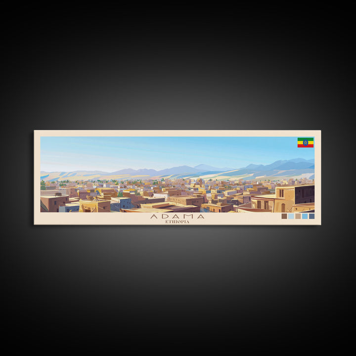 Ad-Dawhah, Qatar Panoramic Travel Poster Canvas Print, Ad-Dawhah, Qatar Painting, Qatar Art, Ad-Dawhah Travel Art, Guest Room Painting